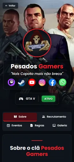 Página do clã no celular